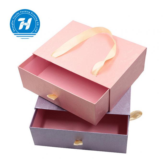 Custom Printed Apparel Boxes With Ribbon Handle Sliding Style