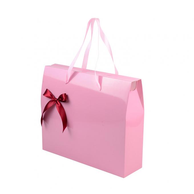 Pink Apparel Custom Printed Paper Bags , Personalised Shopping Bags
