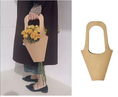 S M L Kraft Paper Flower Bags Flexiloop Handle Festive Packaging