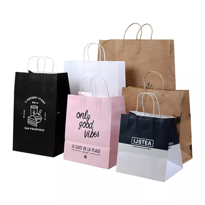 Custom Logo 170gsm Recycled Take Away Paper Bag Packaging For Clothes