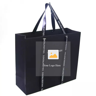 OEM 20x25x10cm Personalized Paper Garment Bags With Satin Ribbon