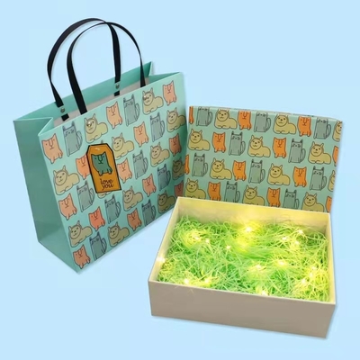 Customized Handmade Recycled Paper Gift Box 30gsm-160gsm Flat Paper Rope Bag