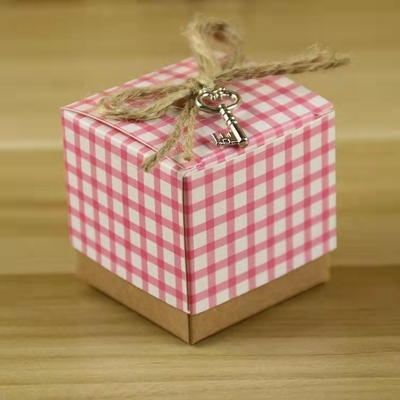 Check Patterns Chocolate Candy Paper Square Box 260gsm Wedding Favor Gift Box
