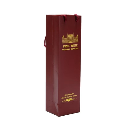 Luxury Gift Packaging Custom Printed Bottle Wine Paper Bags Dark Red Wine Bottle Paper Bags With Handles