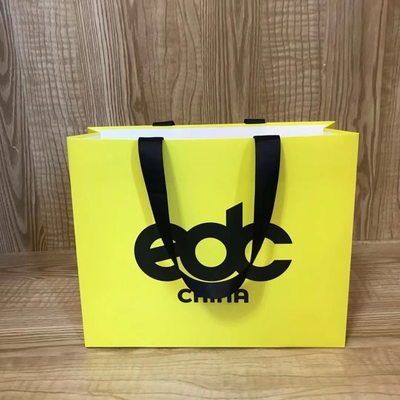 175gsm Lotus Color Goose Yellow Garment Paper Bags For Clothing Store