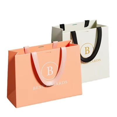 ODM Grapefruit Color Paper Garment Bags Custom Printed Paper Take Out Bags
