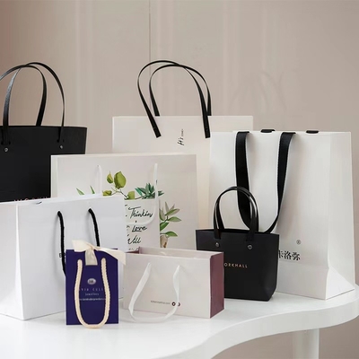 Custom Luxury Cosmetic Paper Bags Clothing Shopping Bags With Handles